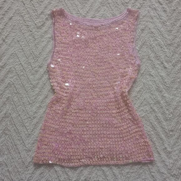 Y2K Iridescent Crochet Sequined Beaded Fairy Top - Picture 2 of 3